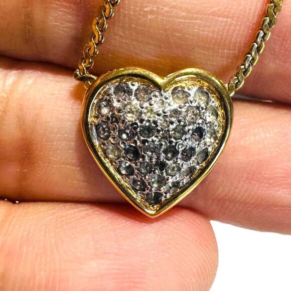 Vintage 1980s Panetta Faux Diamond Heart Gold-Tone Chain Necklace - Picture 4 of 10